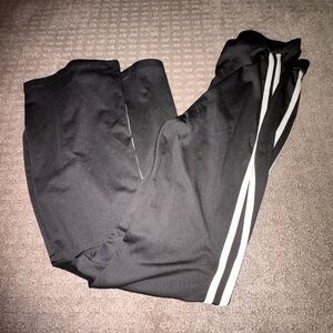 SHEIN Black Flare Pants with White Stripes